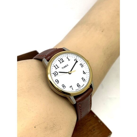 Timex Women's Watch TW2P78700 Indiglo Quartz Two Tone White Dial Brown L… - Picture 5 of 14